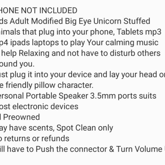 Unicorn Bunny plug in Personal Speaker Pillow Plush Squish toy Rainbowcore - Picture 6 of 6